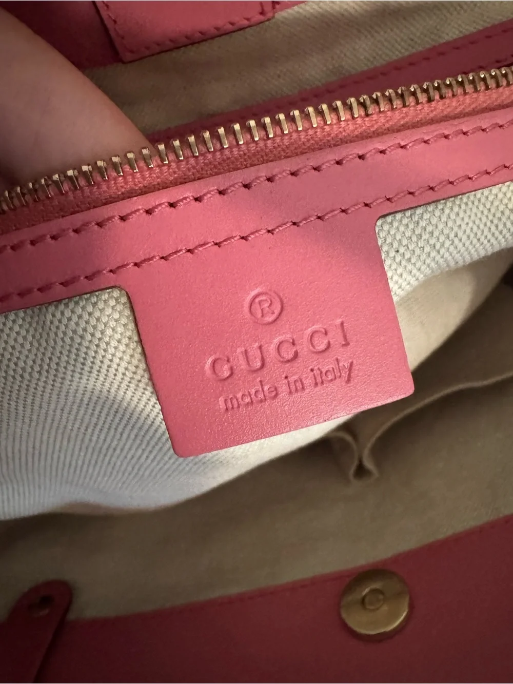Gucci Denim Tote with Pink Leather Trim